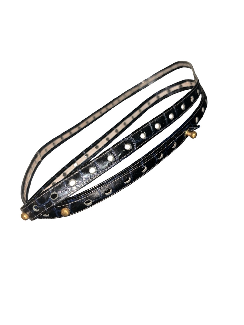 3.1 Philip Lim ID belt navy blue black Studded patent Leather Waist